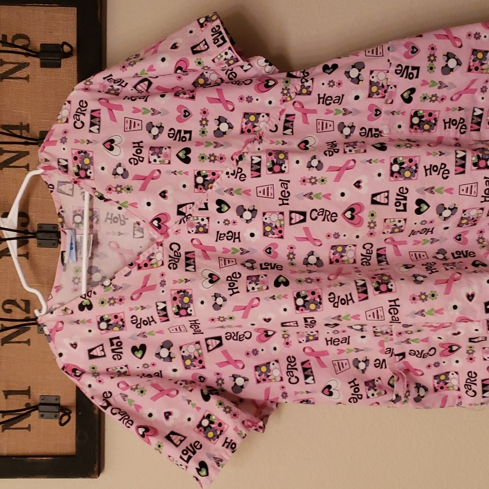 Cancer awareness scrub shirt